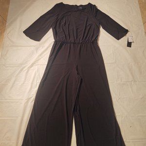 NWT Black Stretchy Palazzo Jumpsuit with 3/4 Flyaway Sleeves